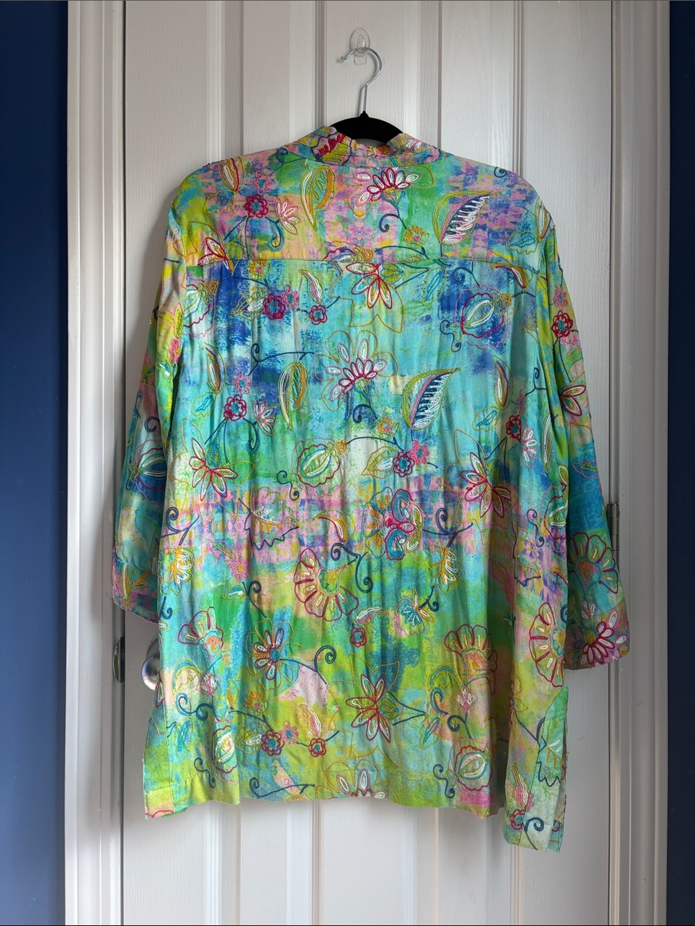 John Mark Floral Embroidered Boho Kimono Cardigan Size Large Statement Piece